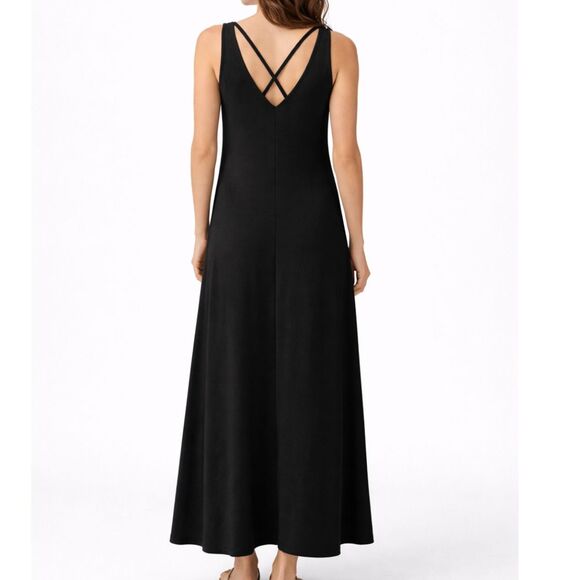 Talbots Dresses & Skirts - Talbots Black Cross Back Maxi Dress Semi Formal dress Size Small
